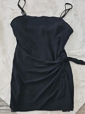 Forever 21  Black Spaghetti‑Strap Mini Dress with Side Tie
